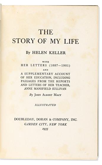 Keller, Helen (1880-1968) The Story of My Life, Inscribed Presentation Copy.